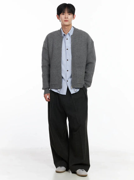 Men's Dark Gray Wide Slacks IJ521