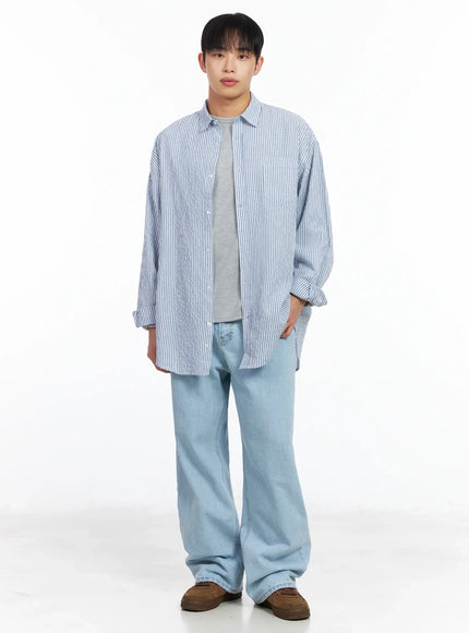 Men's Light Washed Wide Leg Jeans IM511