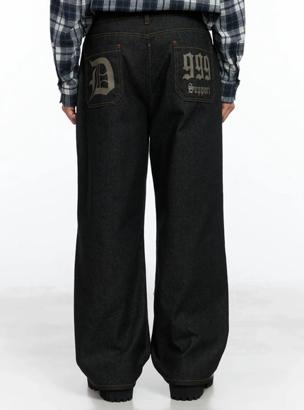 Men's Pintuck Jeans (Black)  IN518