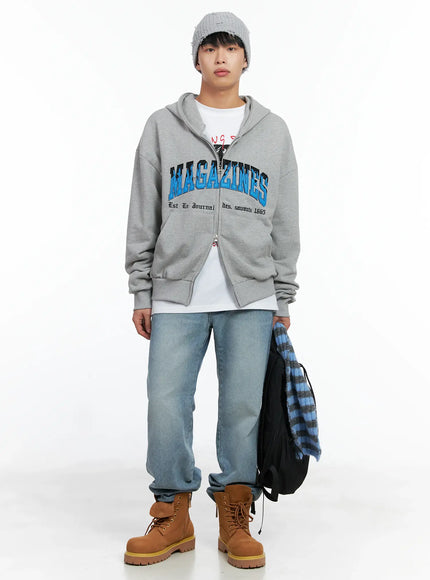 Men's Graphic Magazine Zip-Up Hoodie IN518