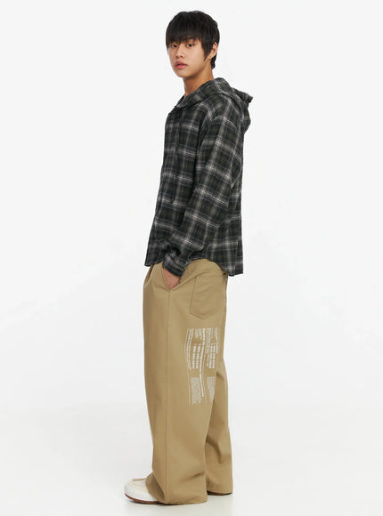 Men's Wide Leg Graphic Cotton Pants IJ527