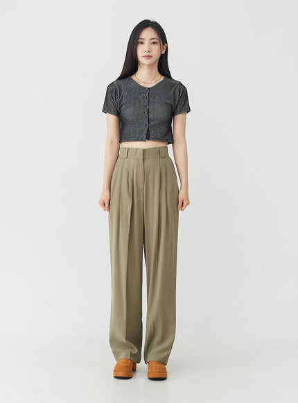 Basic Round Neck Cropped Cardigan OU1