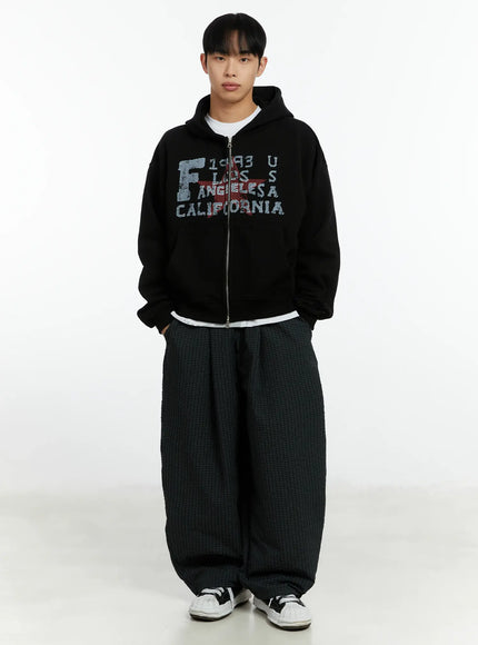 mens-mini-check-pattern-pin-tuck-wide-parachute-pants-if511