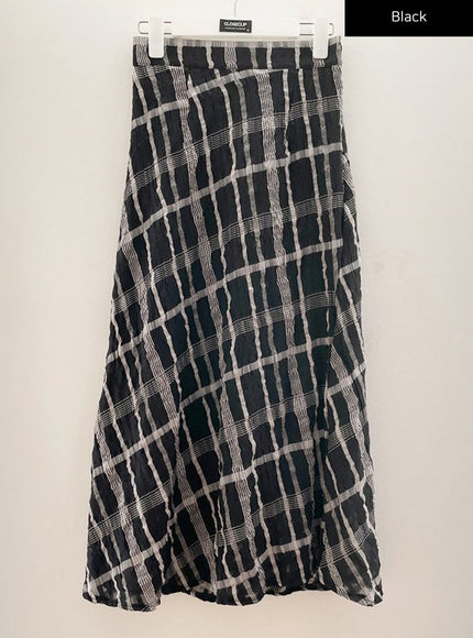 Checked Pattern Maxi Flare Skirt