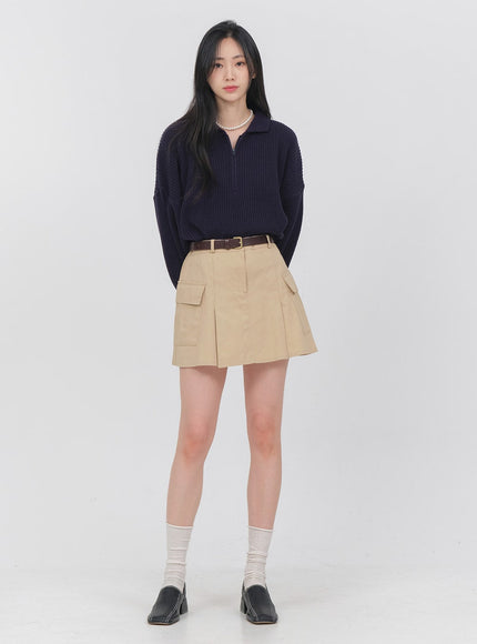 Double Pocket Pleated Mini Skirt OA01