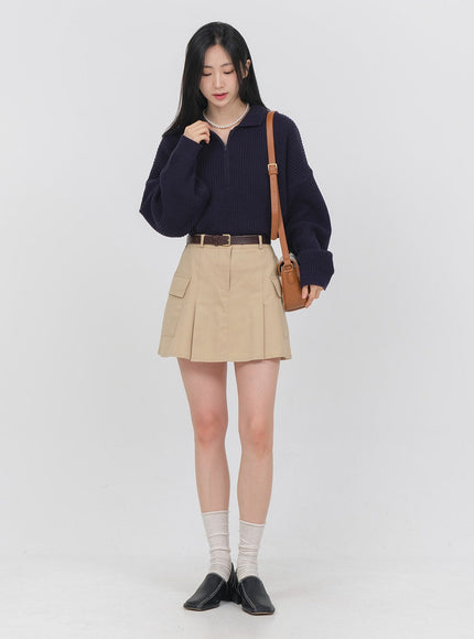 Double Pocket Pleated Mini Skirt OA01