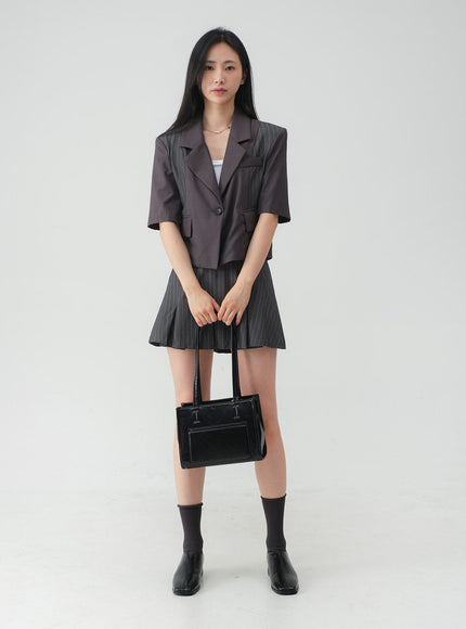Striped Cropped Tailored Jacket OY25
