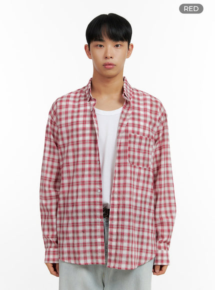 mens-checkered-collared-linen-shirt-cl429