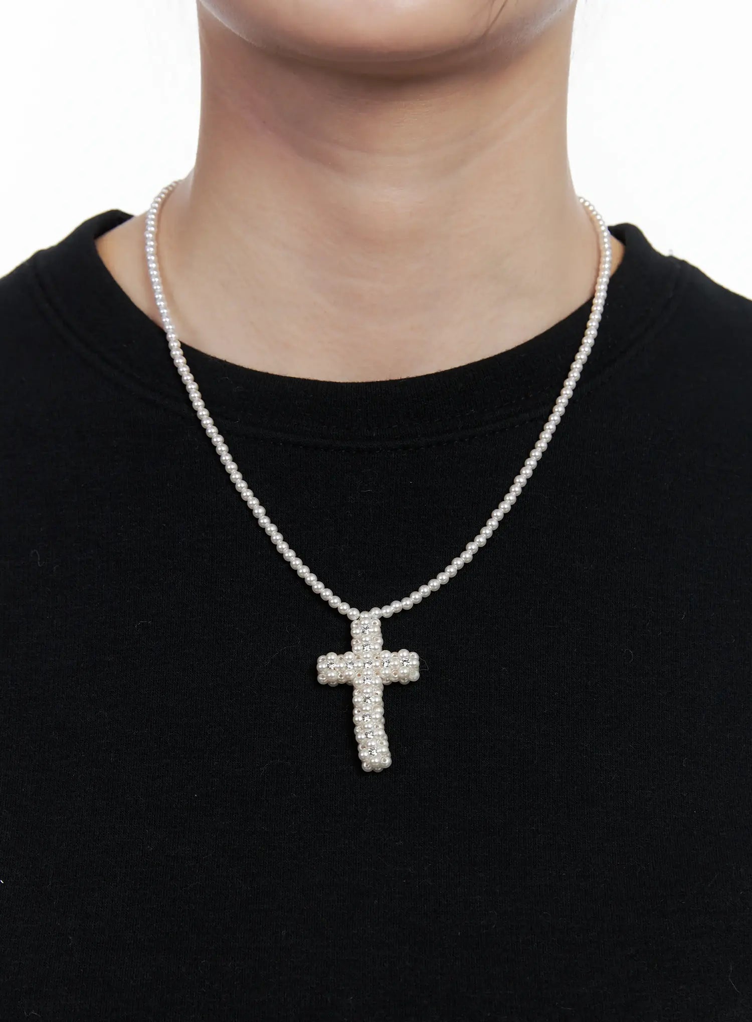 Pearl Cross Necklace IN514