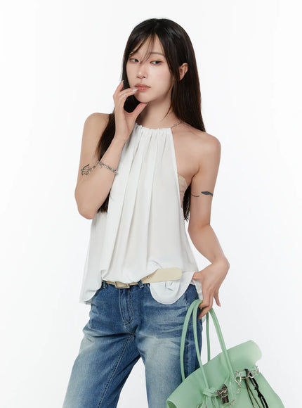 shirred-chain-halter-blouse-cy514