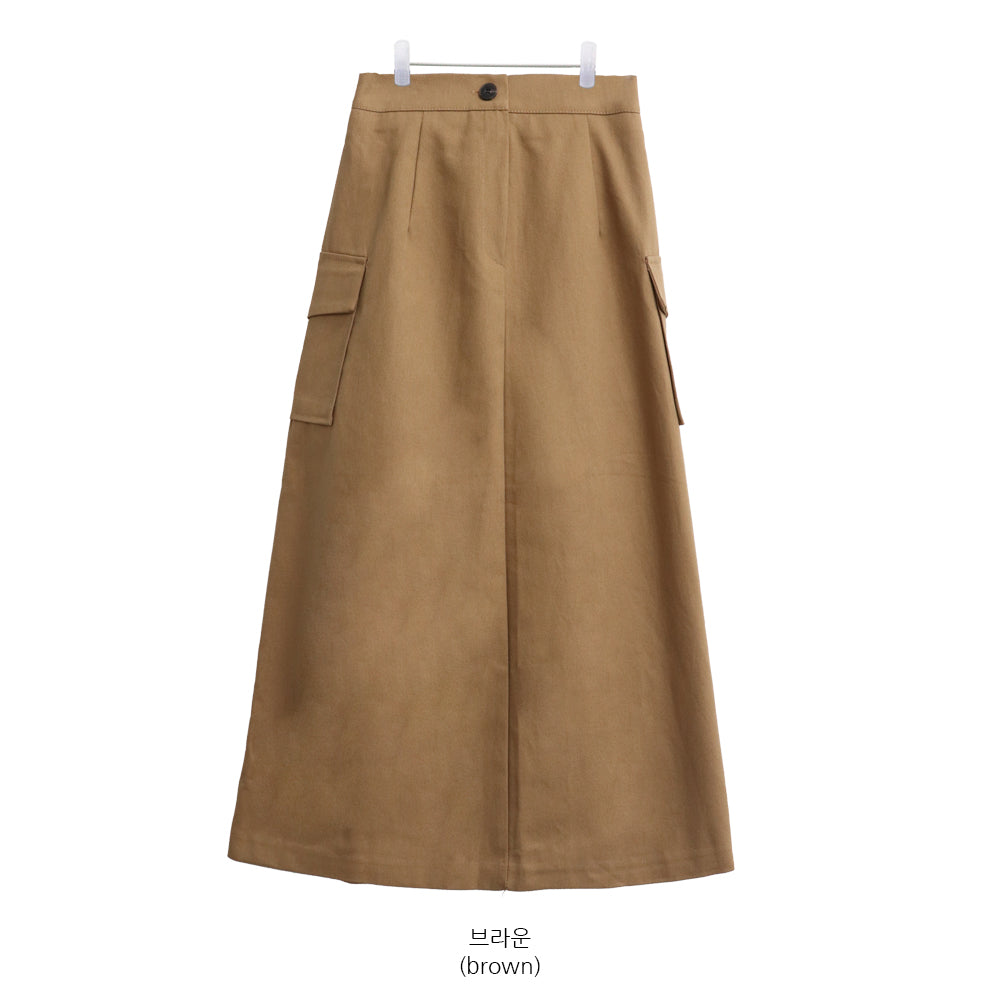 Simple High Waist Button Cargo Long Skirt CO05