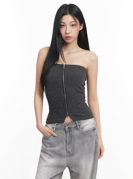 Zip-Up Tube Top IY516