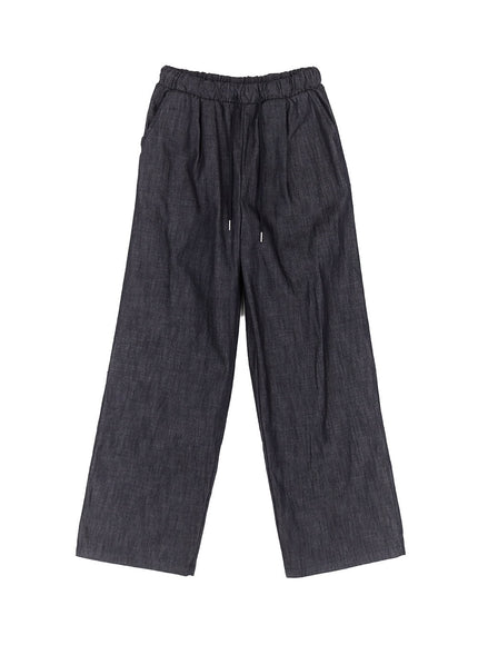 Cotton Denim Wide-Leg Pants IY509
