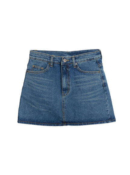 Classic Denim Washed Mini Skort IF510