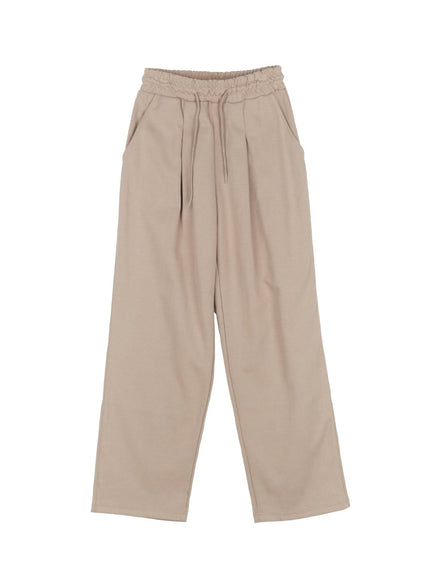 Cotton Pintuck Wide-Fit Sweatpants IY516