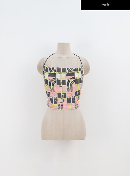 Graphic Neck Strap Top IA324
