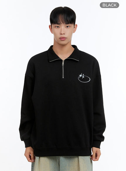 mens-classic-cotton-half-zip-graphic-hoodie-black-is413