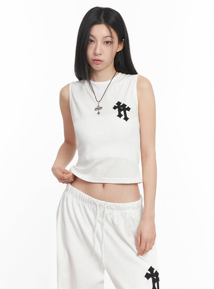 Patched Chic Sleeveless Top IY516