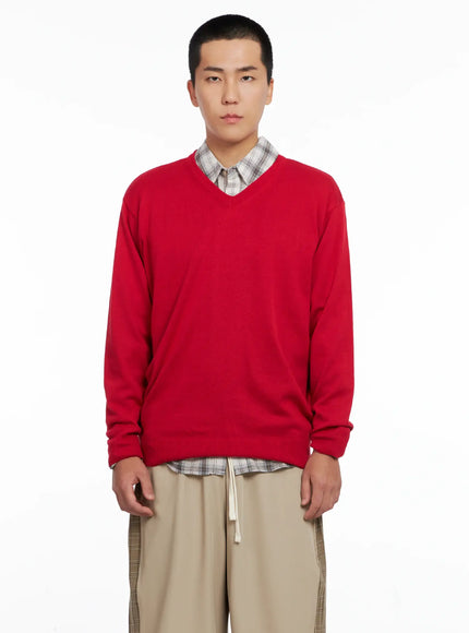 Men's V-neck Knit Pullover IG529