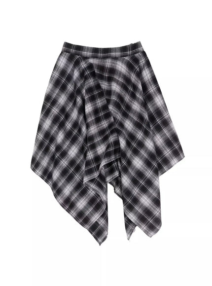 Asymmetrical Checkered Layered SkirtIG527