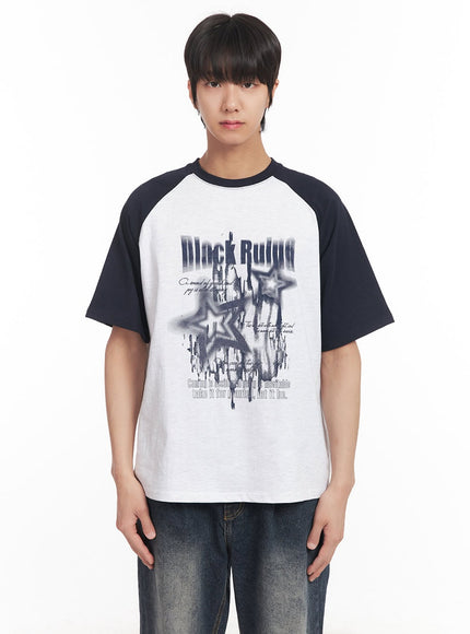 Men's Loose-Fit Graphic Raglan T-Shirt IA511