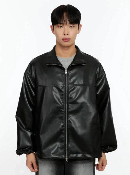 Men's Oversized Faux Leather Jacket IN506