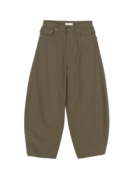 Back Corset Belt Wide-Leg Cotton Pants IA527