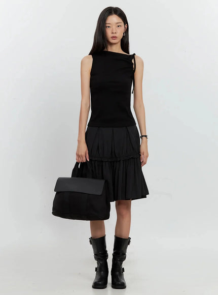 Asymmetric High Neck Tank Top IL528