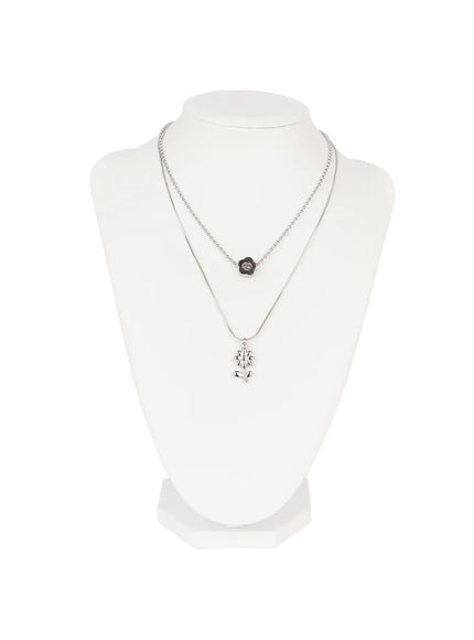 Layered Flower Charm Necklace ID529
