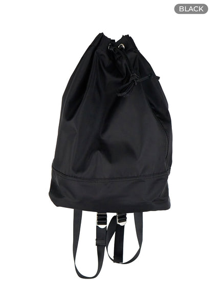 mens-nylon-bucket-zip-backpack-ig421 / Black