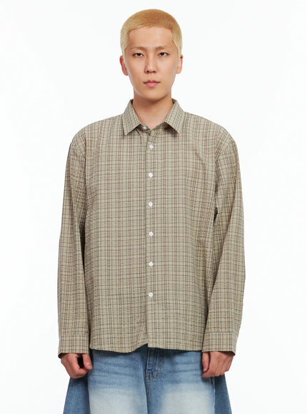 mens-plaid-button-up-shirt-il514 / Green