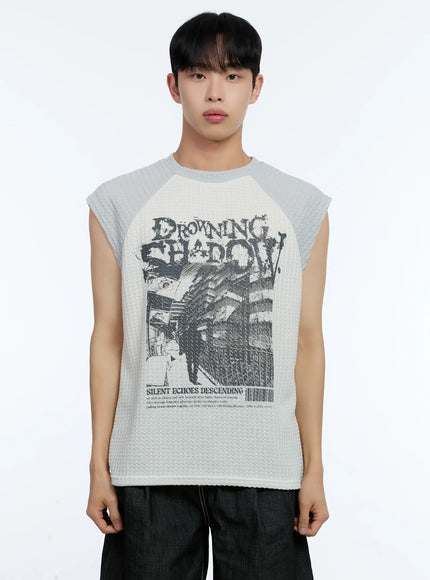 mens-waffle-knit-sleeveless-tee-il517 / Light gray