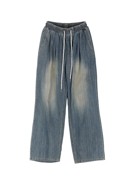 men-s-pintuck-denim-sweatpants-blue-iy529