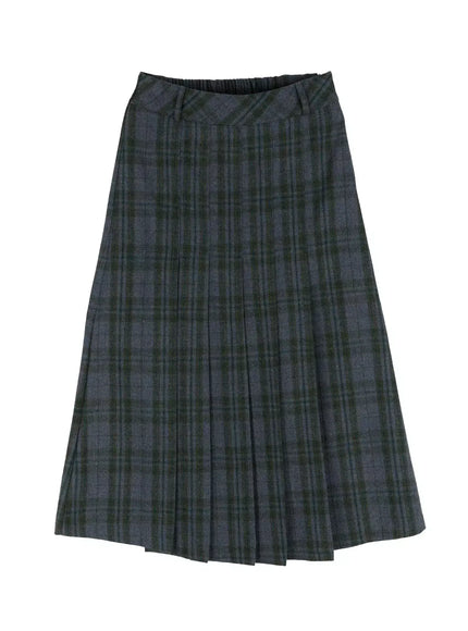 Plaid A-Line Midi Skirt ID526