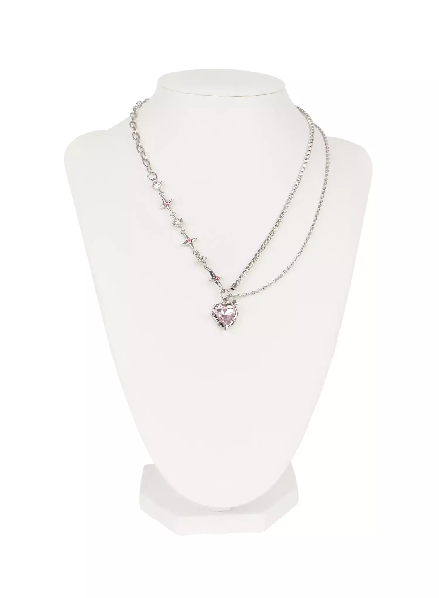 Double Chain Heart Pendant Necklace IO527