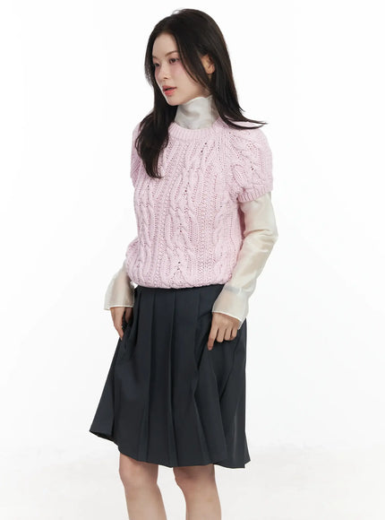 Cable Knit Short Sleeve Top IF524