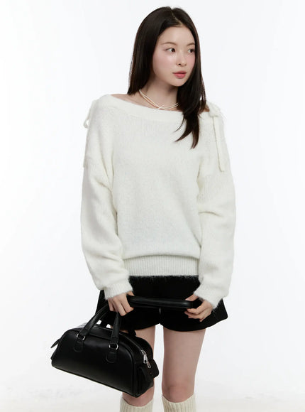 Double Strap Off-Shoulder Knit Top ID510