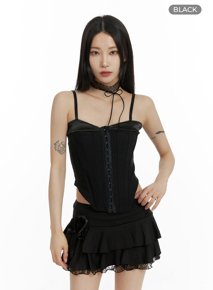 sweetheart-corset-buckle-cami-top-cy420 / Black
