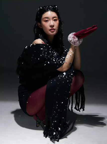 Textured Knit Turtleneck Top IN528