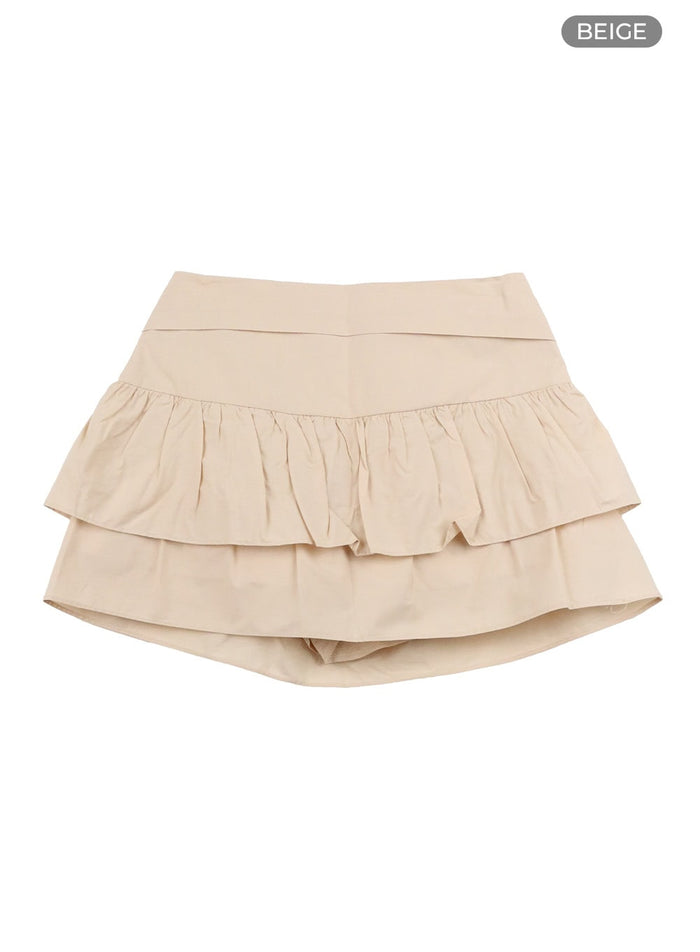 frill-mini-skirt-iy410 / Beige