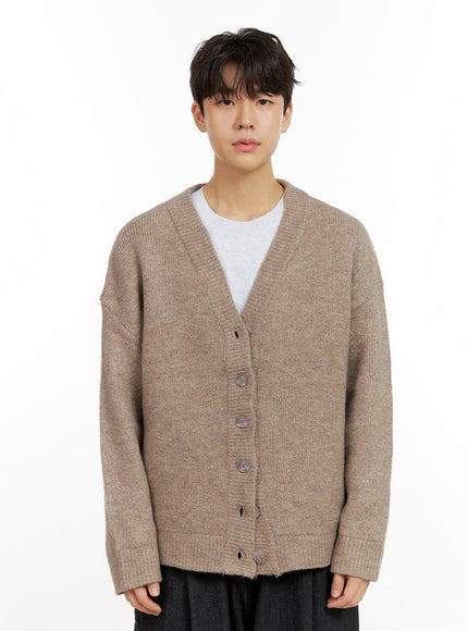 mens-buttoned-oversize-cardigan-in422 / Beige