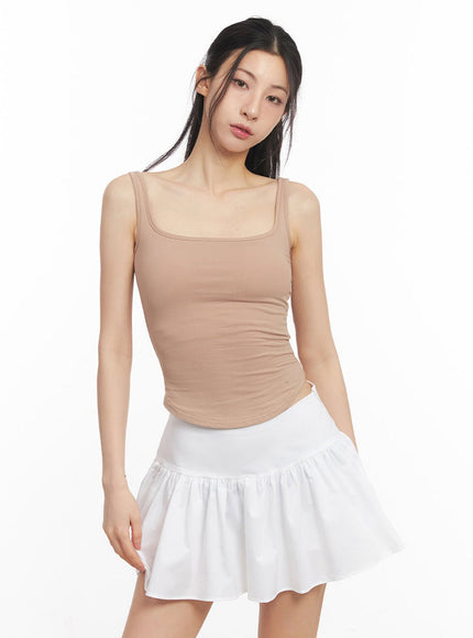 cotton-square-neck-tank-top-iu504 / Beige