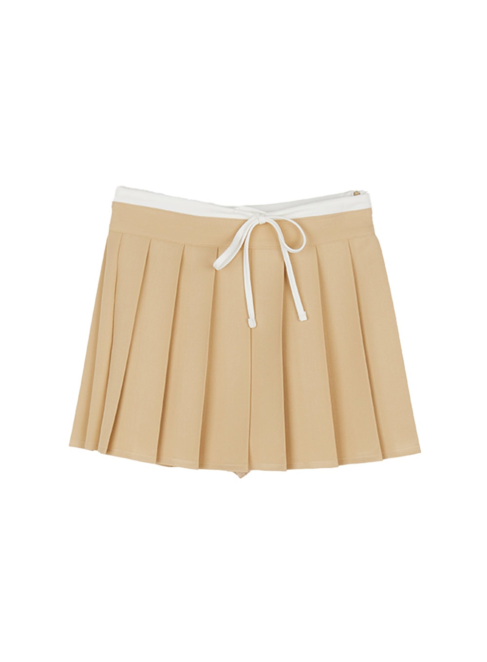 string-pleated-mini-skirt-iy513 / Beige