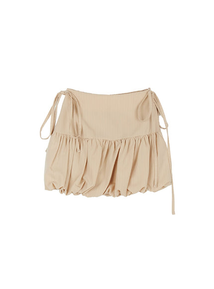 ribbon-stripe-pumpkin-mini-skirt-iy509 / Beige