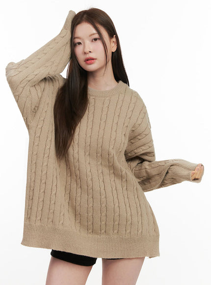 Cable Knit Oversized Sweater IF505