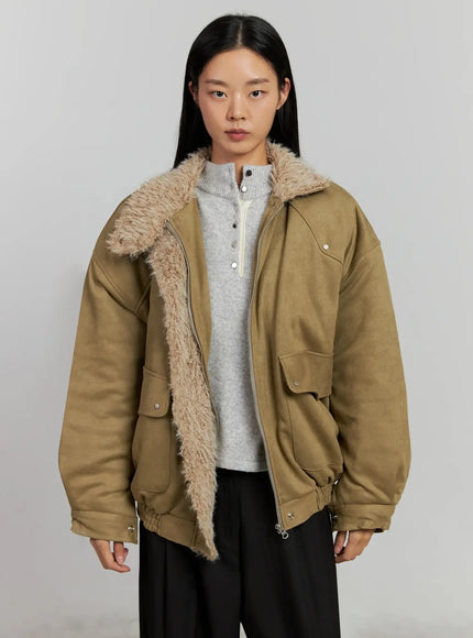 suede-shearling-jacket-ij505 / Beige
