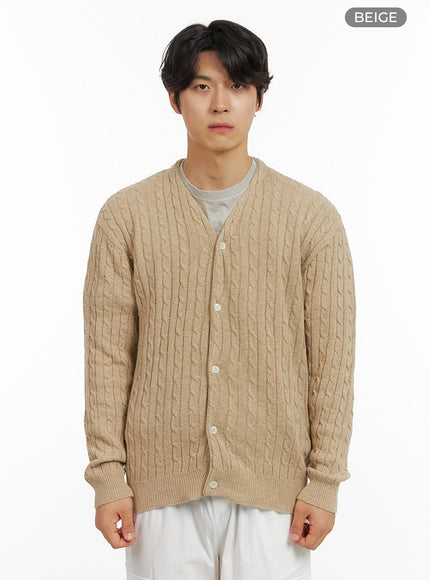 mens-cable-knit-cardigan-ig409 / Beige