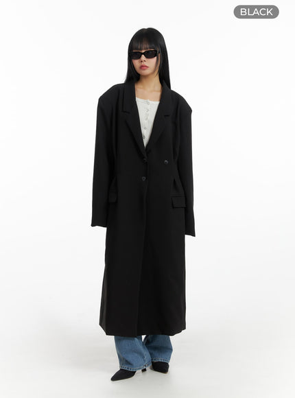 solid-oversized-collar-long-coat-im414 / Black