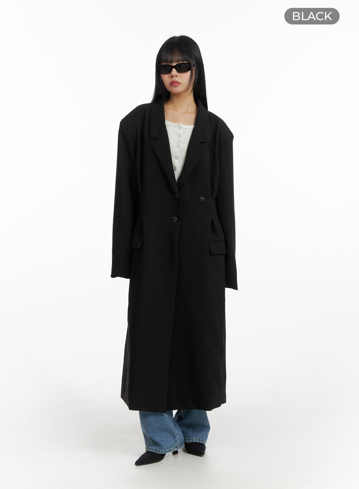 solid-oversized-collar-long-coat-im414 / Black