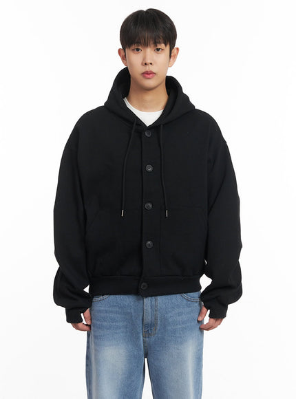 mens-buttoned-hoodie-im517 / Black